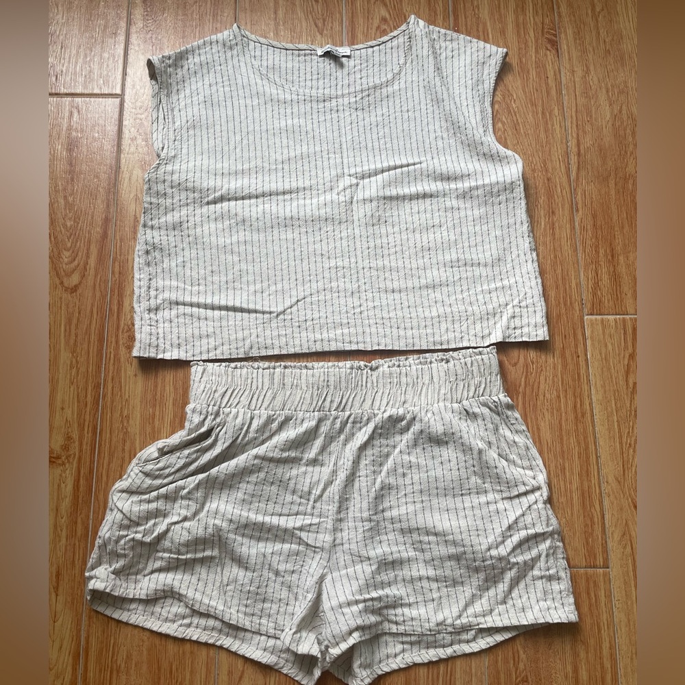 New Summer Short Set - Ivory Stripe